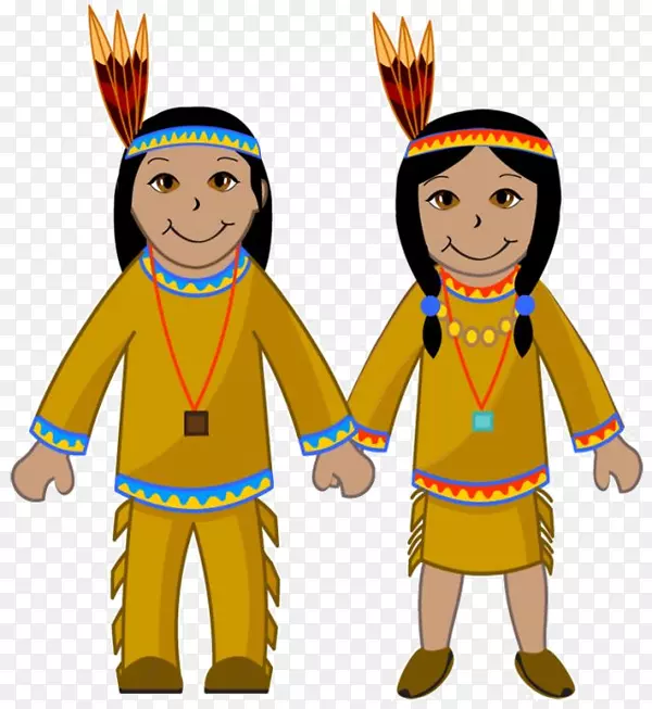 卡通印第安装饰原住民服饰