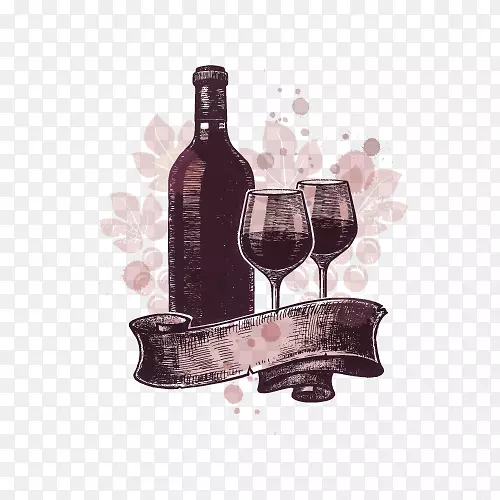 紫色葡萄酒酒杯素材