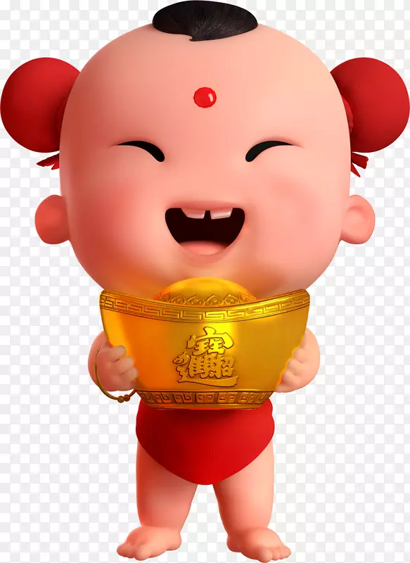 招财童子三维春节金元宝