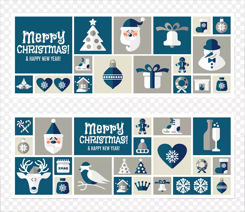 2款复古圣诞装饰品卡片矢量素材