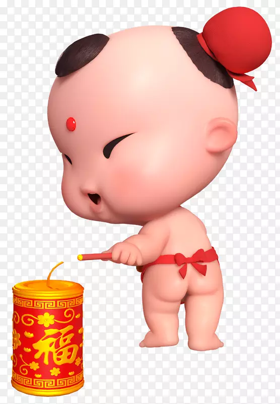 招财童子三维 春节 鞭炮二