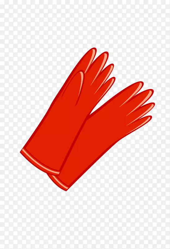 手绘卡通红色橡胶手套
