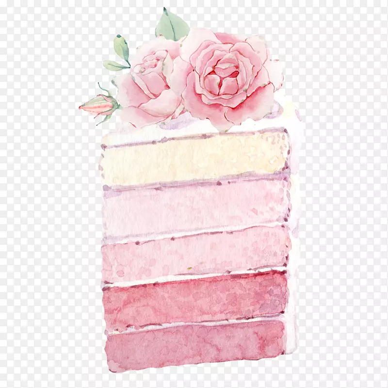 手绘水彩多层三角蛋糕