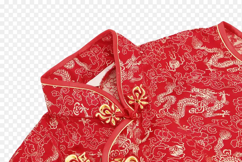 红色底纹龙纹旗袍