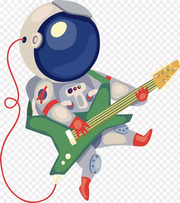 卡通创意弹吉他宇航员人物插画