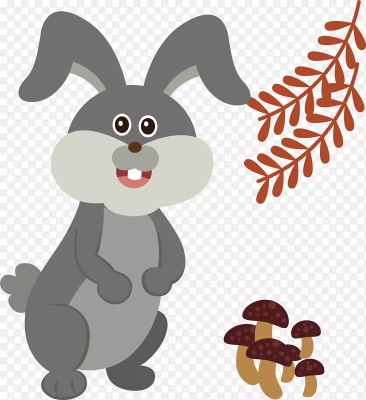 卡通动物小灰兔插画矢量素材