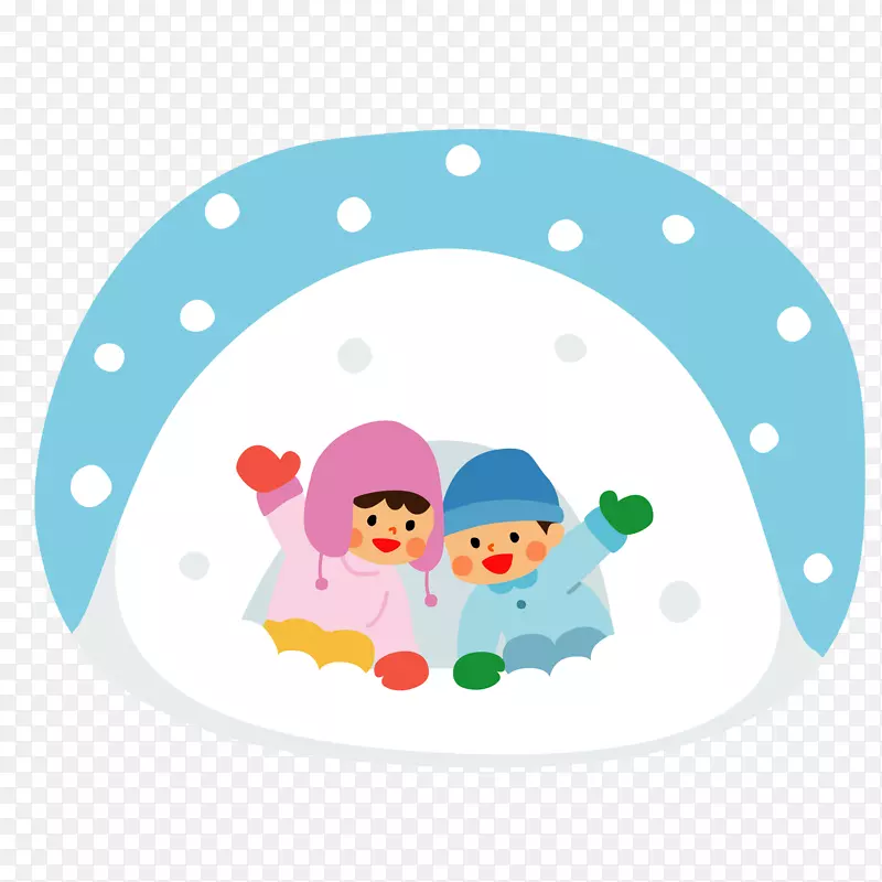 冬天两个可爱小朋友在看雪矢量免