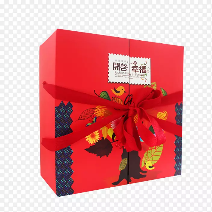 红色喜庆月饼盒