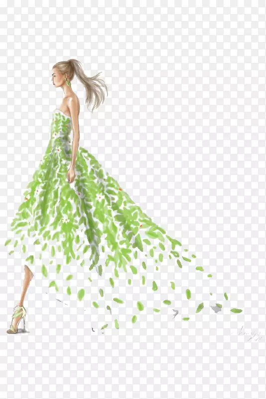 绿色创意裙子