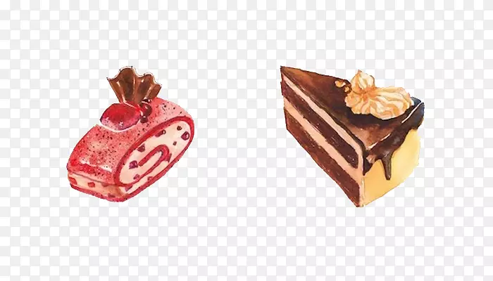 粉红色蛋糕与巧克力蛋糕