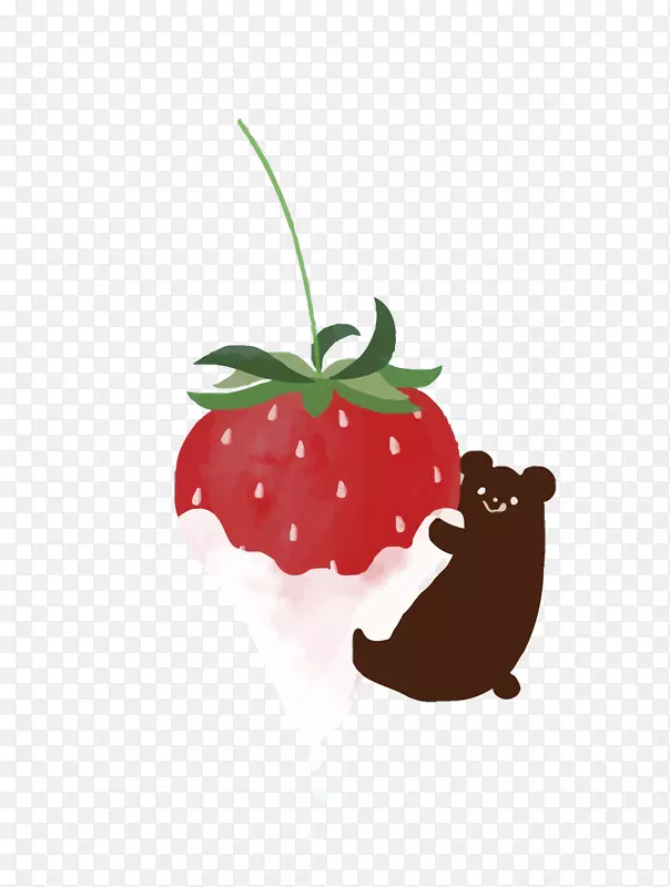 矢量草莓和小熊