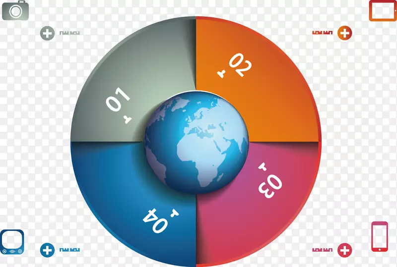 矢量创意圆形四分数字目录图