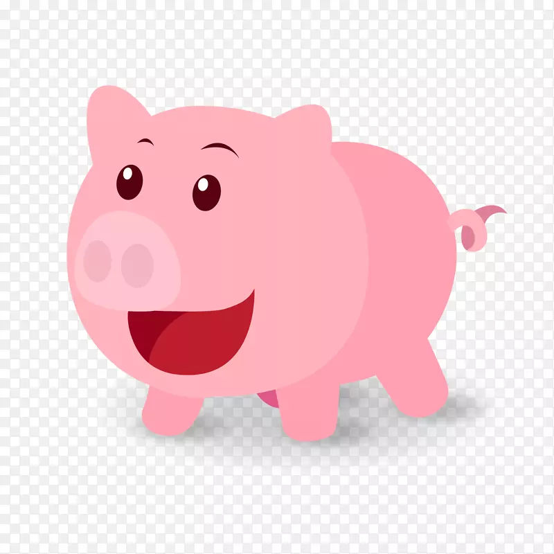 卡通可爱的粉红猪设计矢量图