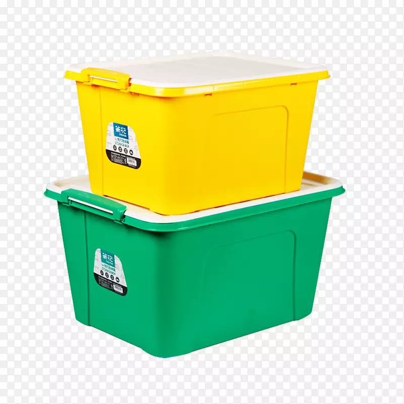 黄色绿色塑料收纳箱