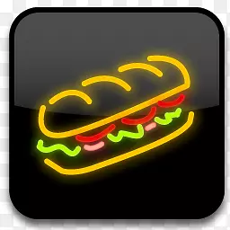 卡通霓虹灯风格图标透明加长汉堡