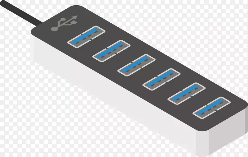 一排USB矢量卡通插座