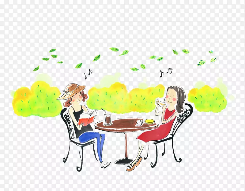 坐在外边聊天喝茶的两个女子