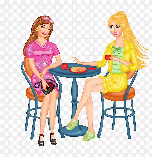 聊天喝茶的两个女子