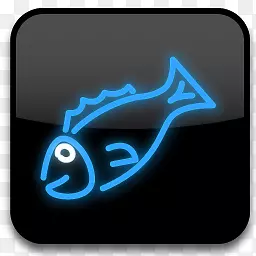卡通霓虹灯风格图标透明海鱼