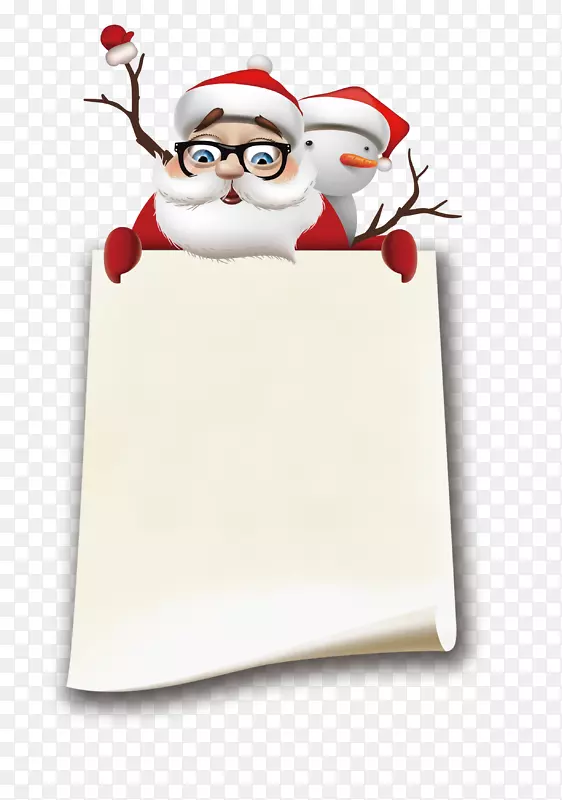 拿着白色写字板的圣诞老人