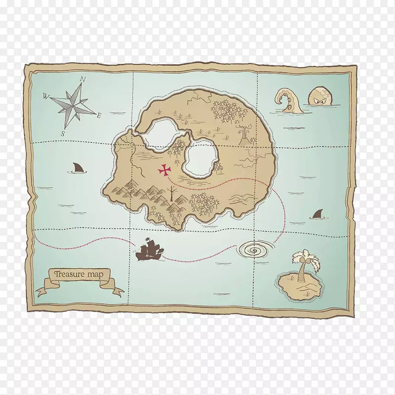 海盗的藏宝地图矢量图