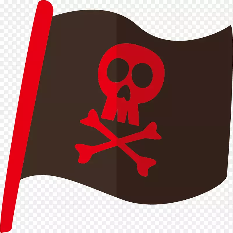黑色矢量飘摇海盗旗帜