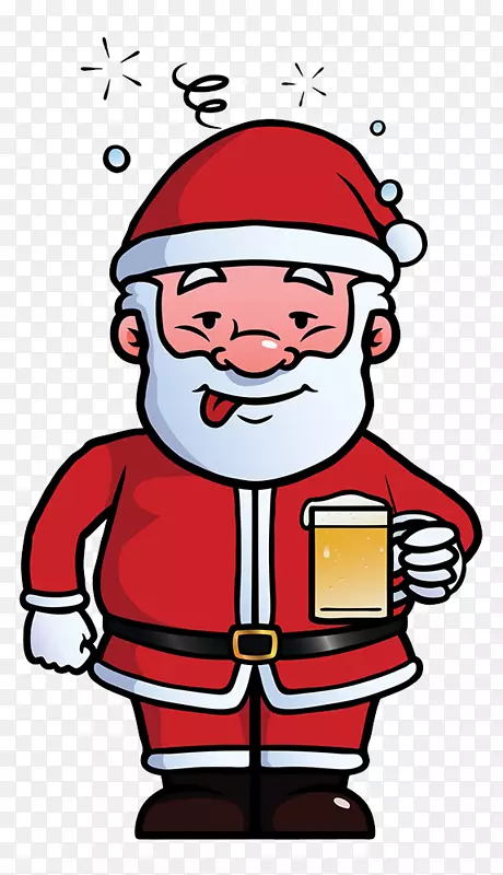 卡通插图圣诞节喝醉的圣诞老人