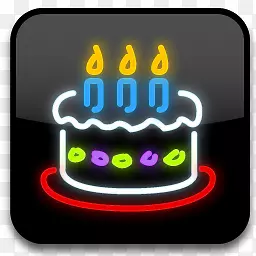 生日蛋糕卡通霓虹灯风格图标透明