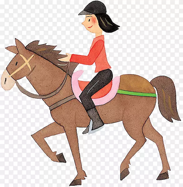 卡通手绘女人骑马的图片