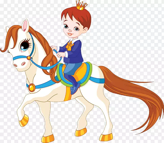卡通手绘童话中王子骑马的图片