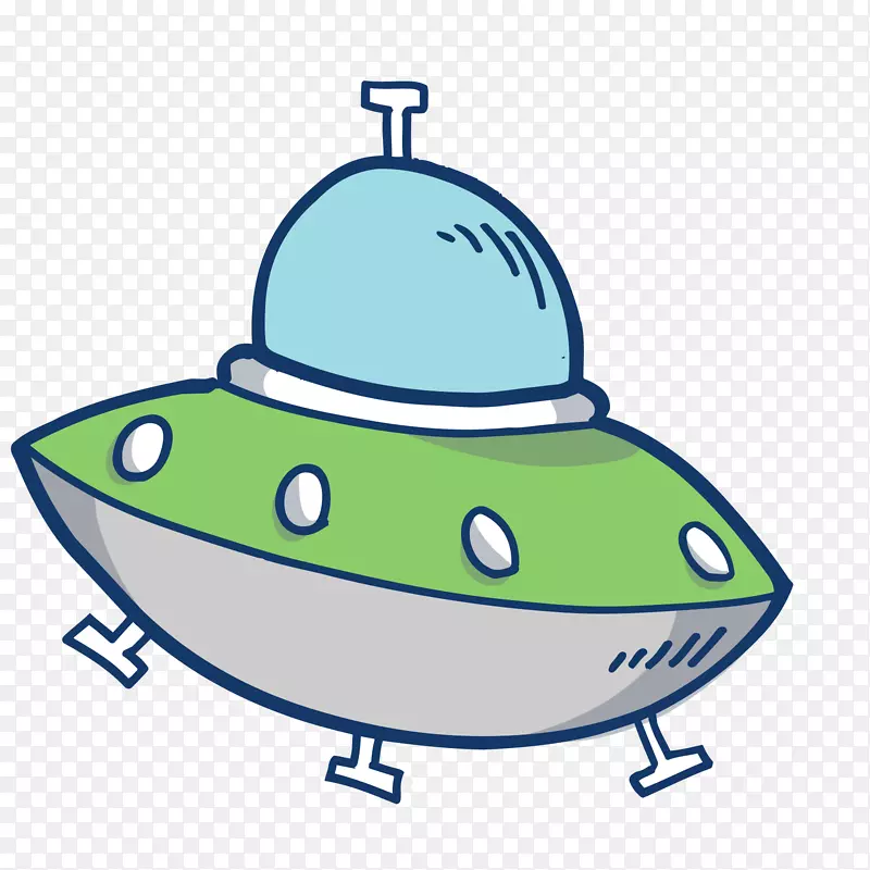 卡通绿色的外星飞船设计