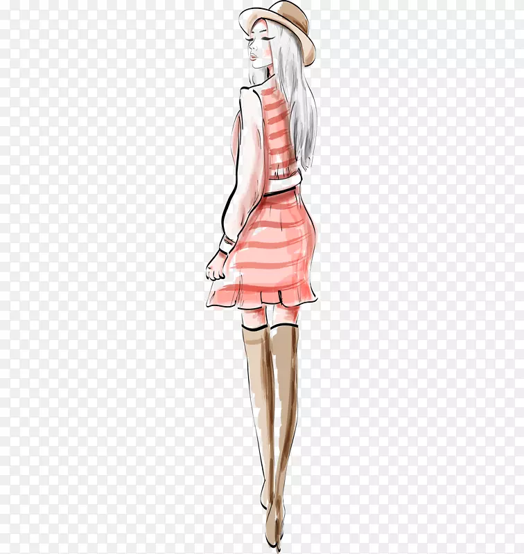 手绘卡通时尚美女
