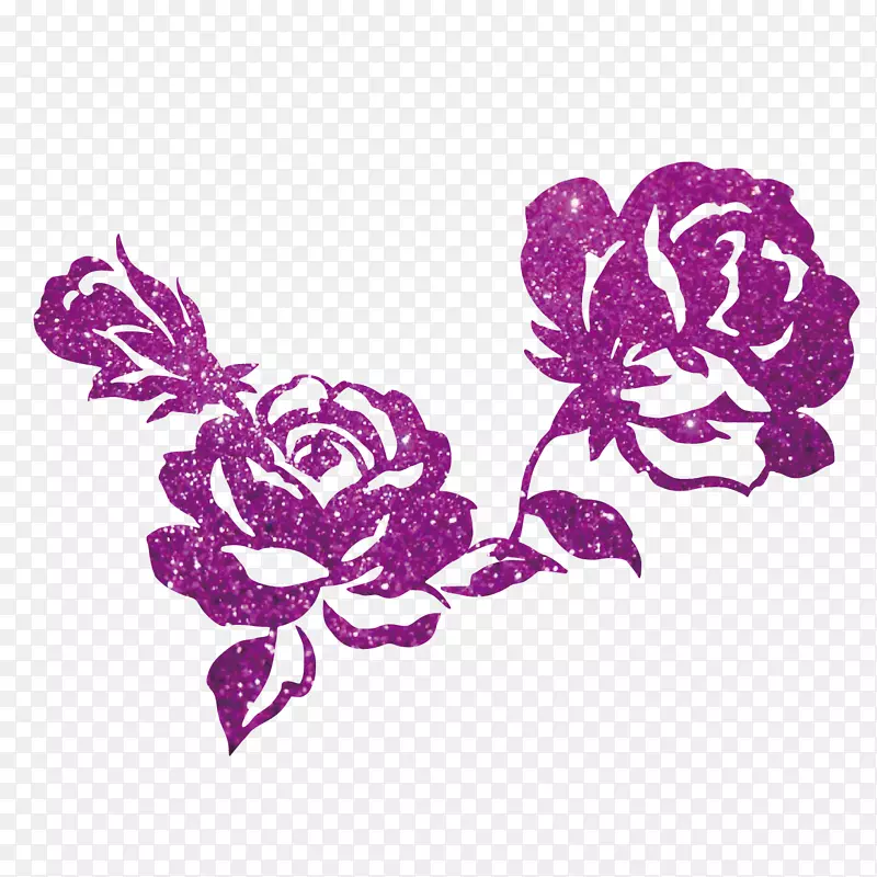 手绘紫色玫瑰花设计