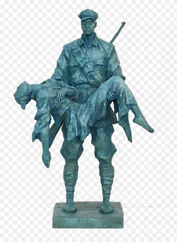 青色红军雕像