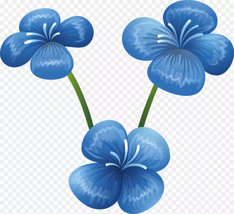 手绘水彩植物蓝色蝴蝶兰矢量素材