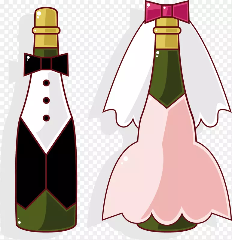 婚礼装饰香槟酒瓶
