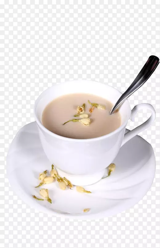 白色陶瓷茶杯桂花奶茶
