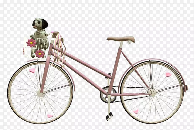 车篮有小狗的自行车