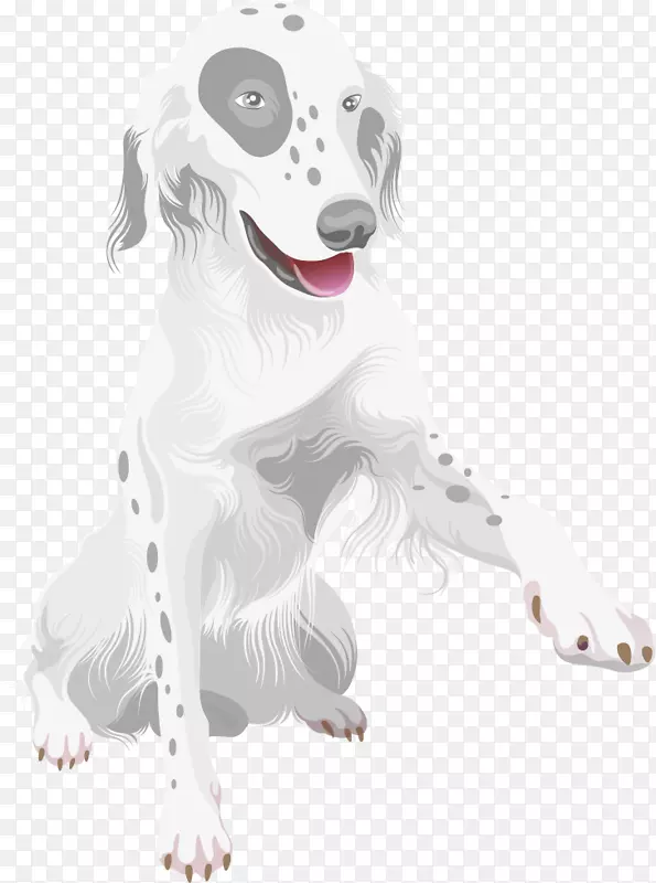 卡通手绘可爱白色斑点狗
