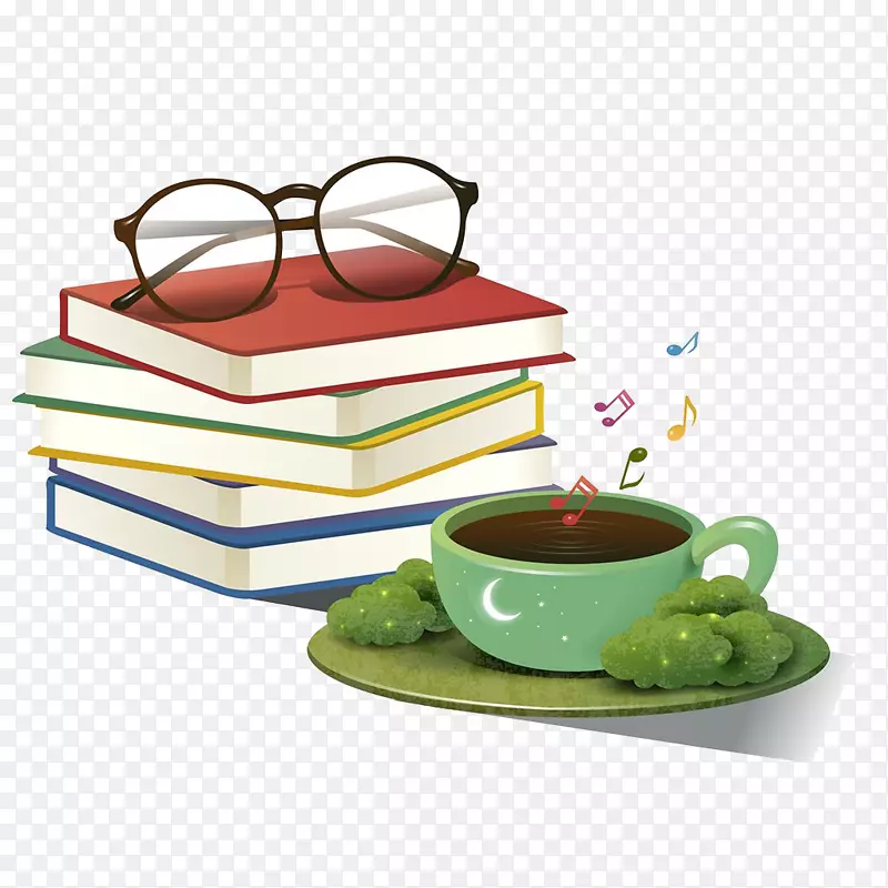 书本和咖啡插画