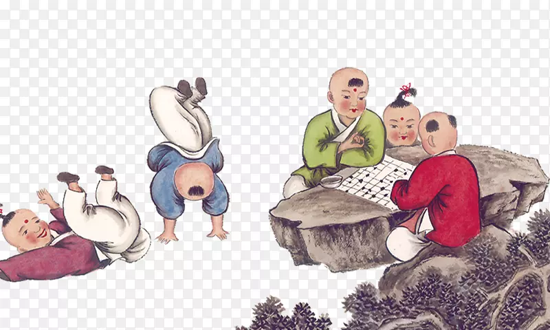 复古儿童插画 中国风