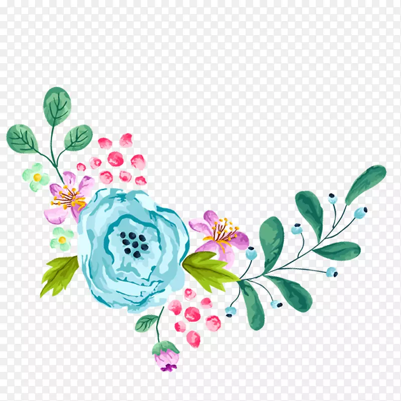 水彩花朵矢量素材