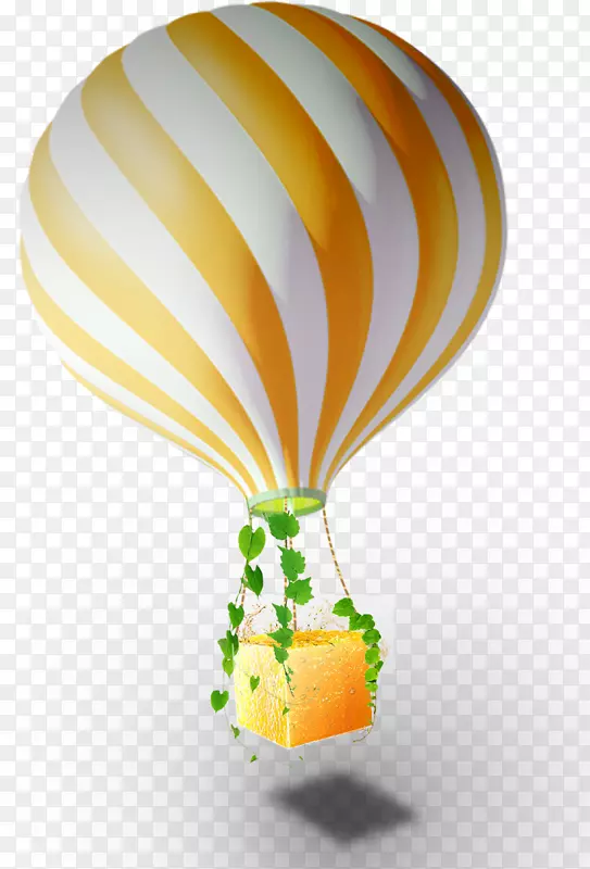 创意黄色热气球橙汁素材
