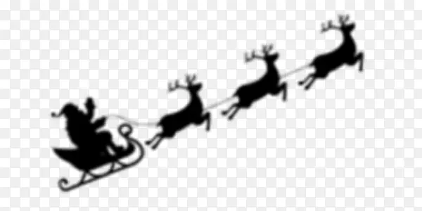 黑色圣诞老人雪橇麋鹿