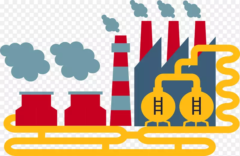 彩色工厂碳排放素材图