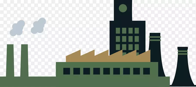 卡通工厂排放废气素材图