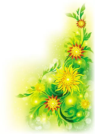 黄绿色树叶花朵装饰