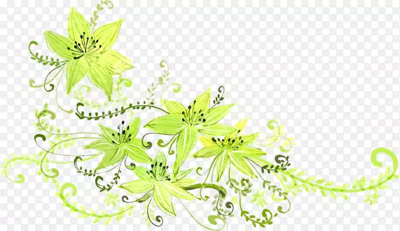 黄绿色手绘花朵装饰