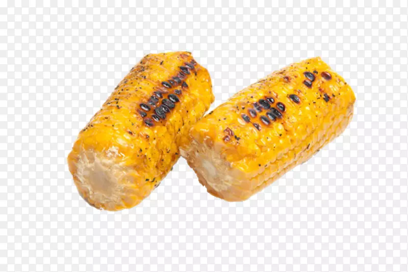 实物烤焦的一半熟玉米