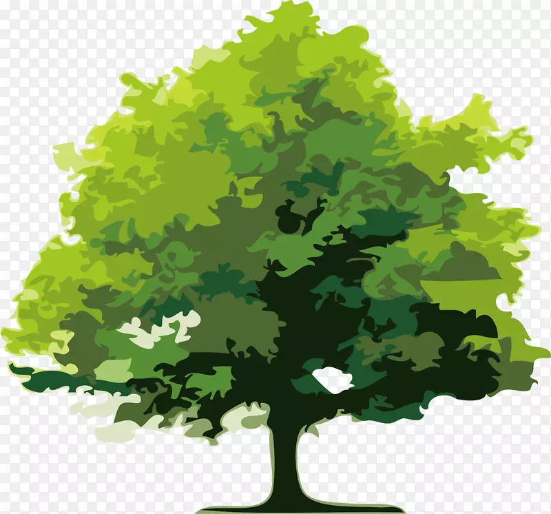 翠绿卡通树木